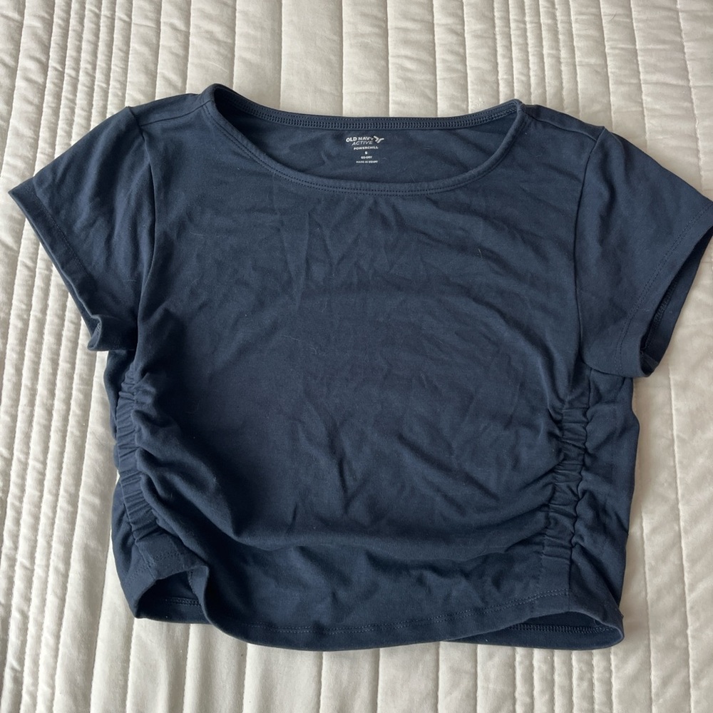 Old Navy Dark Blue Ruched Crop Top